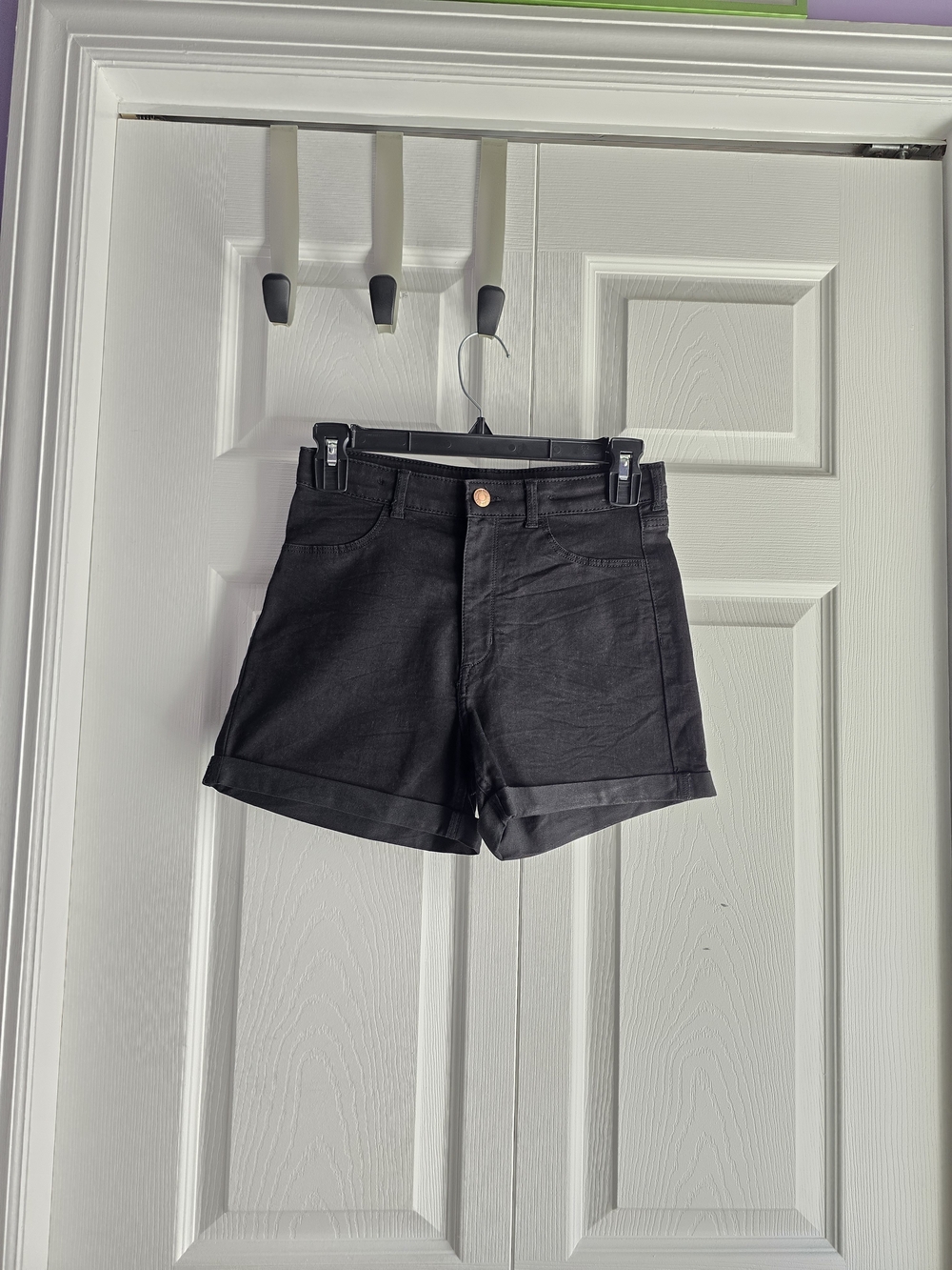 &Denim Black Cotton Shorts Size 16 Length 12.5in Waist 13in